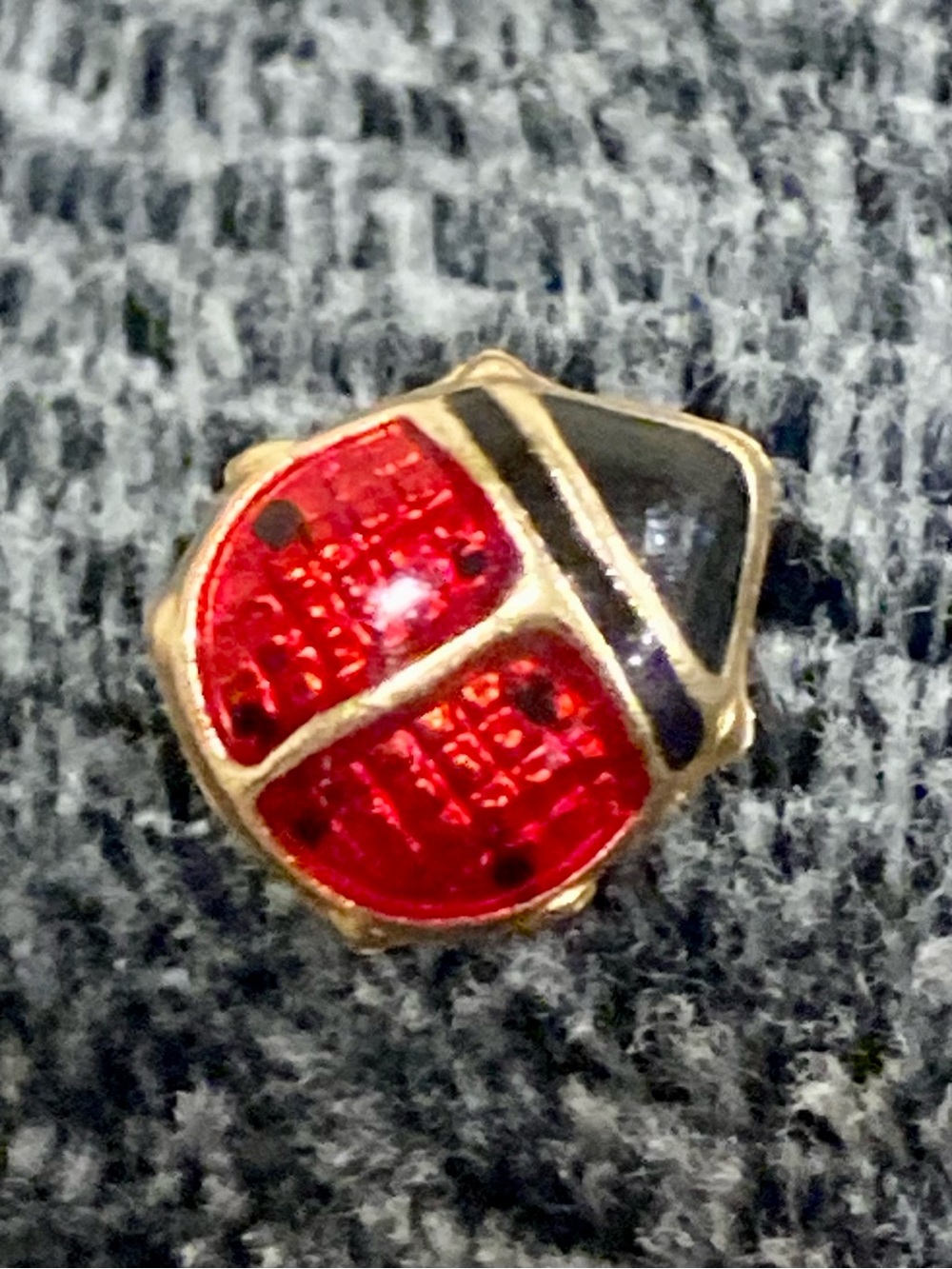 14K Gold Ladybug Enamel Earring Scrap Gold Single Earring with 10K Gold Backer - Picture 4 of 16